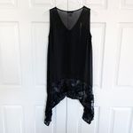 Ruti Sheer Black Tunic Tank with Lace Shark Bite Hem Size 2 Photo 5