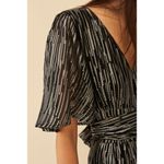 Ba&sh  Black Gold Metallic V-Neckline Nixon Short Sleeve Maxi Dress Size US 6 Photo 2