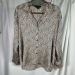 Sanctuary  Black White Geometric Button Down Blouse XS Long Sleeve Work Shirt Top Photo 1