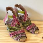 L'ATISTE | Pink and Green Leaf Sandals with Adjustable Straps sz 40 Photo 0
