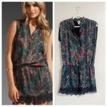 Haute Hippie 100% Silk Green Floral Dress Size Small Photo 1