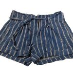 American Eagle  Size 2 Blue White Striped Stripes Paper Bag Shorts Summer Vacatio Photo 0