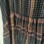 Free People  Black Orange Plaid Mini Dress Oversized Baby Doll Photo 4