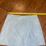 Altar'd State  Sky Blue mini Skirt faux leather with front slit size medium Photo 4