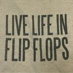Burlap Beach Bag Live Life In Flip Flops woven tote Tan Photo 1