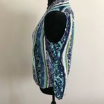 Three Eighty Two  Women's Blue Striped Floral Print Sleeveless Blouse, Size Small Photo 5