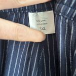 Boutique Plus Size navy pin stripe linen blend wide leg cropped pants 3X Photo 5