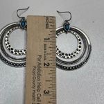 Premier Designs Large Silver Tone Multi Hammered Circle Dangle Earring Turquoise Photo 3