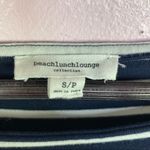 BeachLunchLounge  Striped Tulle Ruffle Cuff Long Sleeve Shirt Blue White Small Photo 11