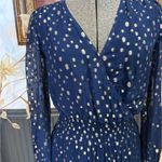 Lilly Pulitzer Cristiana Long Sleeve Chiffon Blue and Gold Midi Dress ~ Sz 00 🧡🍄 Photo 4