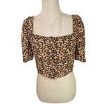 Urban Outfitters  Floral Crop Top Blouse Puff Short Sleeve Square Neck‎ M Photo 1