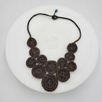 Vintage Beaded Bib Necklace 19" Rope Artisan Crochet Bohemian Statement Handmade Green Photo 4