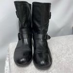 Steve Madden  Temmpt Black Leather Mid Rise Boots 8M moto back zipper Photo 7