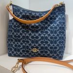 Coach NWT Laurel Large Shoulder Bag In Signature Denim CY697 Photo 6