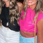 Pink Faux Leather Top Photo 3