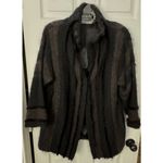 Vintage Women's Black Multi Striped Mid Length Mohair Wool Blend Boucle Car Coat Brown Size M Photo 1