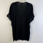 BCBG Max Azria Sequin Silk Blend Tunic Top Black Silver Medium Ash Photo 3