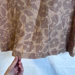 Columbia Brown Leaf Floral Print Linen Blend Tie Neck Casual Shirt Size Medium Photo 4