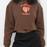 jac vanek JV by Jac Vanec Burning Hell Brown Cropped Hoodie Size L NWT Photo 12