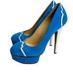 Charlotte Olympia Pumps Womens 37 Blue Suede DOLLY Platform Heels shoes $995 Photo 5
