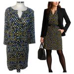 Chico's  Polka Dot Button Neck Dress Black Yellow Gray White‎ Photo 1