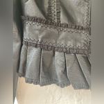Moda International Women’s Black Genuine Leather Cropped Ruffle Jacket; size M Size M Photo 2