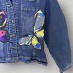 Vintage Y2K Embroidered Butterfly Denim‎ Jacket Size Large Blue Photo 6