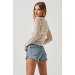 ASTR  Cream Crochet Knitted High Neck Long Sleeve Pullover Crop Sweater Top XS Photo 6