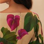 Farm Rio NWT Sand Anthurium Leaves Mini Puff Sleeve Linen Dress XS Photo 3