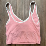 Aerie OFFLINE Pink Cropped Tank Top White Trim XS Photo 0