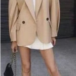 ZARA  Women Pleated Sleeve Blazer Light Camel Size US Medium‎ Photo 0