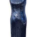 Reformation Navy Sequin Gown, Size M Photo 0