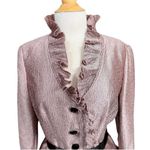 Adrianna Papell Evening Essentials Metallic Ruffle Blouse Top Size 10 Photo 1