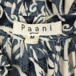 Paani Dress Floral Ruffle Tassel Tie Neck Tiered Sleeveless Size Medium Blue Photo 4