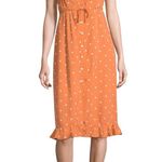 For Love & Lemons Copper Natalia Polka Dot Ruffle Midi Dress Women’s M Photo 0