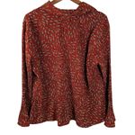 East 5th  PETITE Orange Leaf Print Button Front‎ Pleated Long Flare Sleeve Top 1X Photo 1