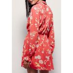 Free People  Ruthie Coral Floral Print Button Front Mini Shirt Dress flowy Large Photo 1