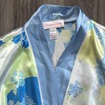 Oscar de la Renta Óscar De la Renta (Pink Label) Blue Robe Satin Floral Size S/M Elegant Photo 4