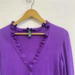 Ralph Lauren Purple Ruffle Cashmere Blend Cardigan Sweater Photo 6