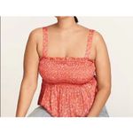 J. crew smocked featherweight satin tank top in coral meadow floral blouse Mediu Pink Size M Photo 2