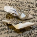 Manolo Blahnik  Lurum Embellished Satin Mules size 37 Photo 0