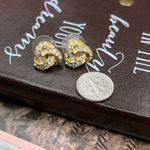 Vintage Gold Knot Rhinestone Earrings Retro 80s 90s Glam Photo 5