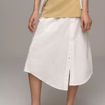 Maeve Anthro Layered Shirttail Midi Skirt Tan/White NWT Size M Photo 0