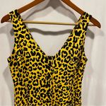 Dana Buchman Bright vintage 90’s yellow black leopard silk button front maxi dress taxi beep🚕 Photo 12