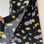 Loft Side Tie Button Wrap Midi Skirt Black Daisy Floral Linen Blend Size 4 Photo 4