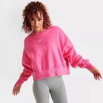 Nike Women’s Oversized Cropped Crewneck Sweatshirt M Pink Photo 0