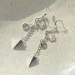 Handmade funky grunge punk street style swirl cloud spiky unisex chain dangle earrings ⭐️🍃🌀 Photo 0