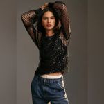 Anthropologie Pilcro by Metallic Pink Mesh Long-Sleeve Sequin Top Size Medium Photo 15