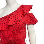 Billabong x Sincerely Jules Your Side Maxi Dress One Shoulder Ruffle Red Linen Photo 5