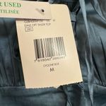 Guess  Dale Off The Shoulder Cyclone Blue Smocked Satin Top M NWT Photo 3